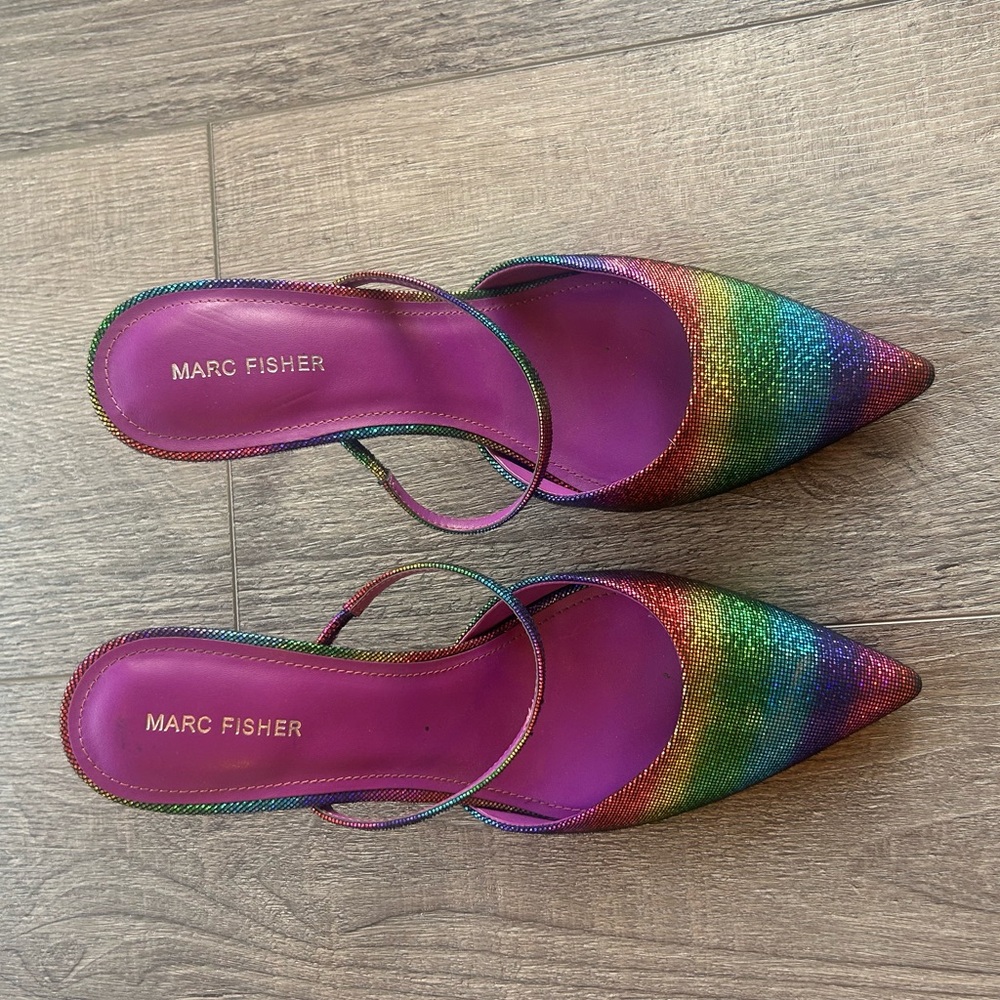 Marc Fisher Rainbow Metallic Heels with Pointed Toe
